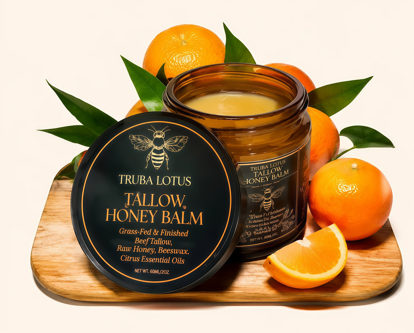 Terra Lotus - Organic Grass-Fed Beef Tallow Balm with Raw Honey - Moisturizing Cream - Handmade All-Natural Moisturizer (4 Oz)